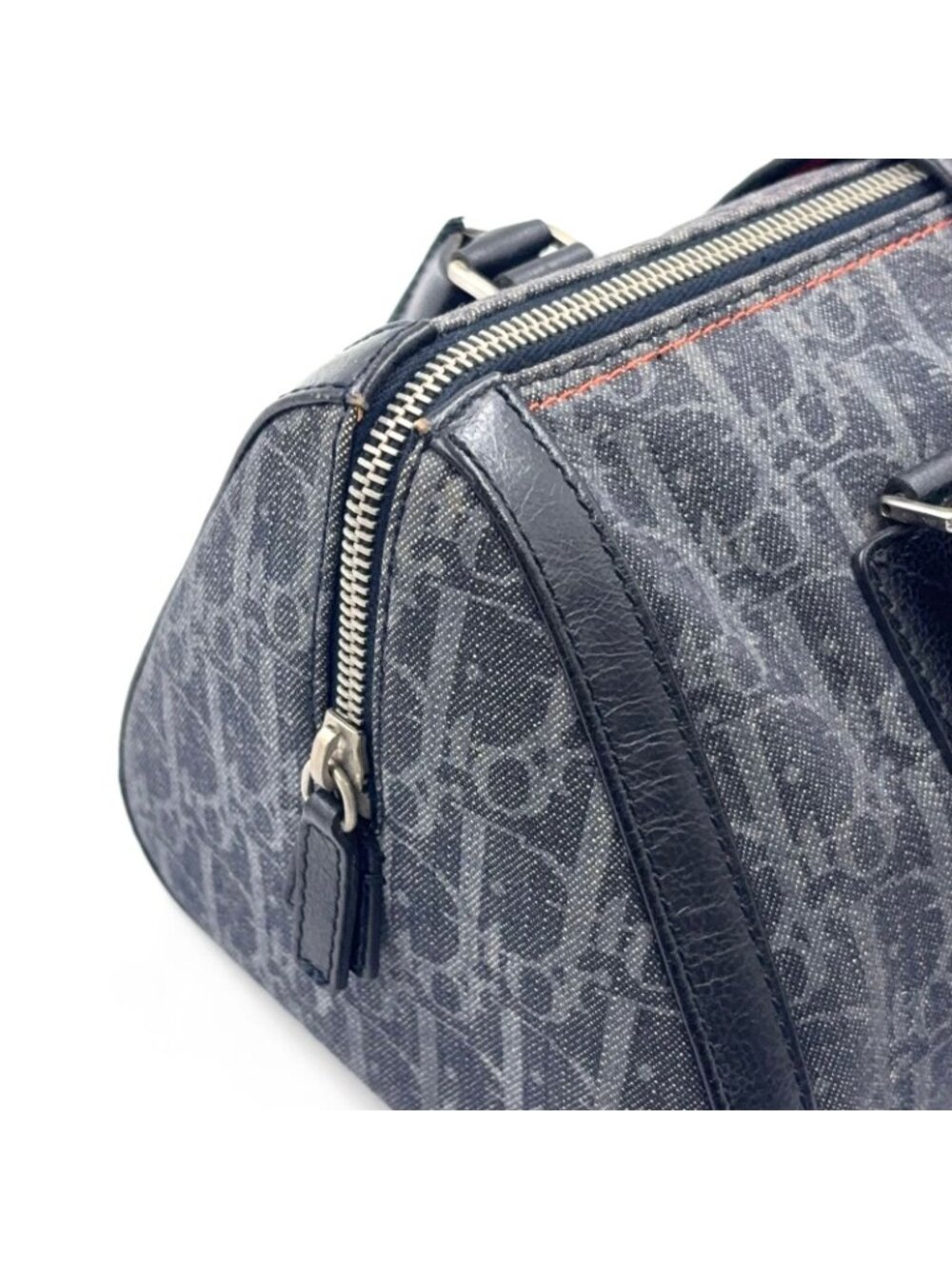 Dior Flight Line Trotter Leather Denim Gray Black Handbag Silver - Picture 12 of 15